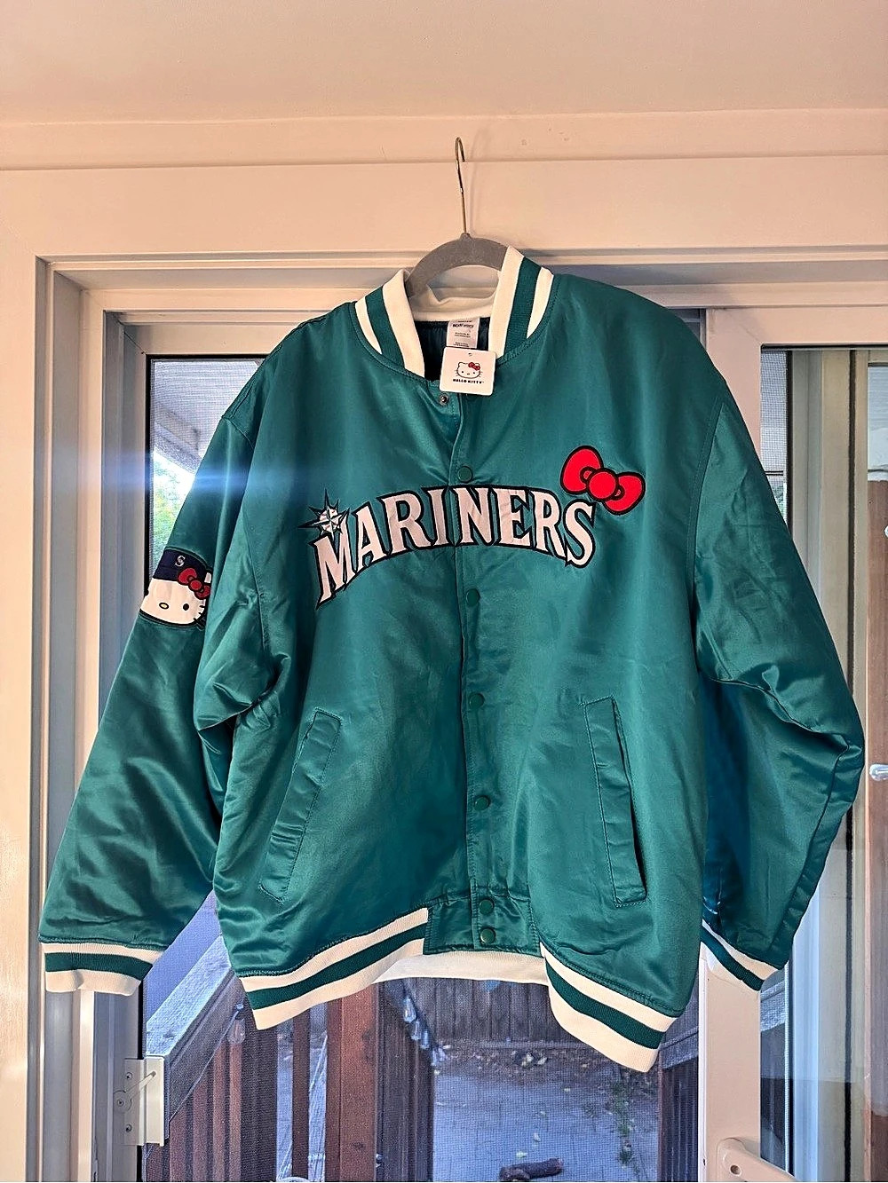 Hello Kitty Mariners Varsity Jacket Varsity Jacket Green White Size Large NWT